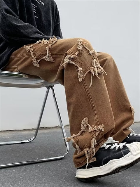 Embroidery Baggy Star Jeans