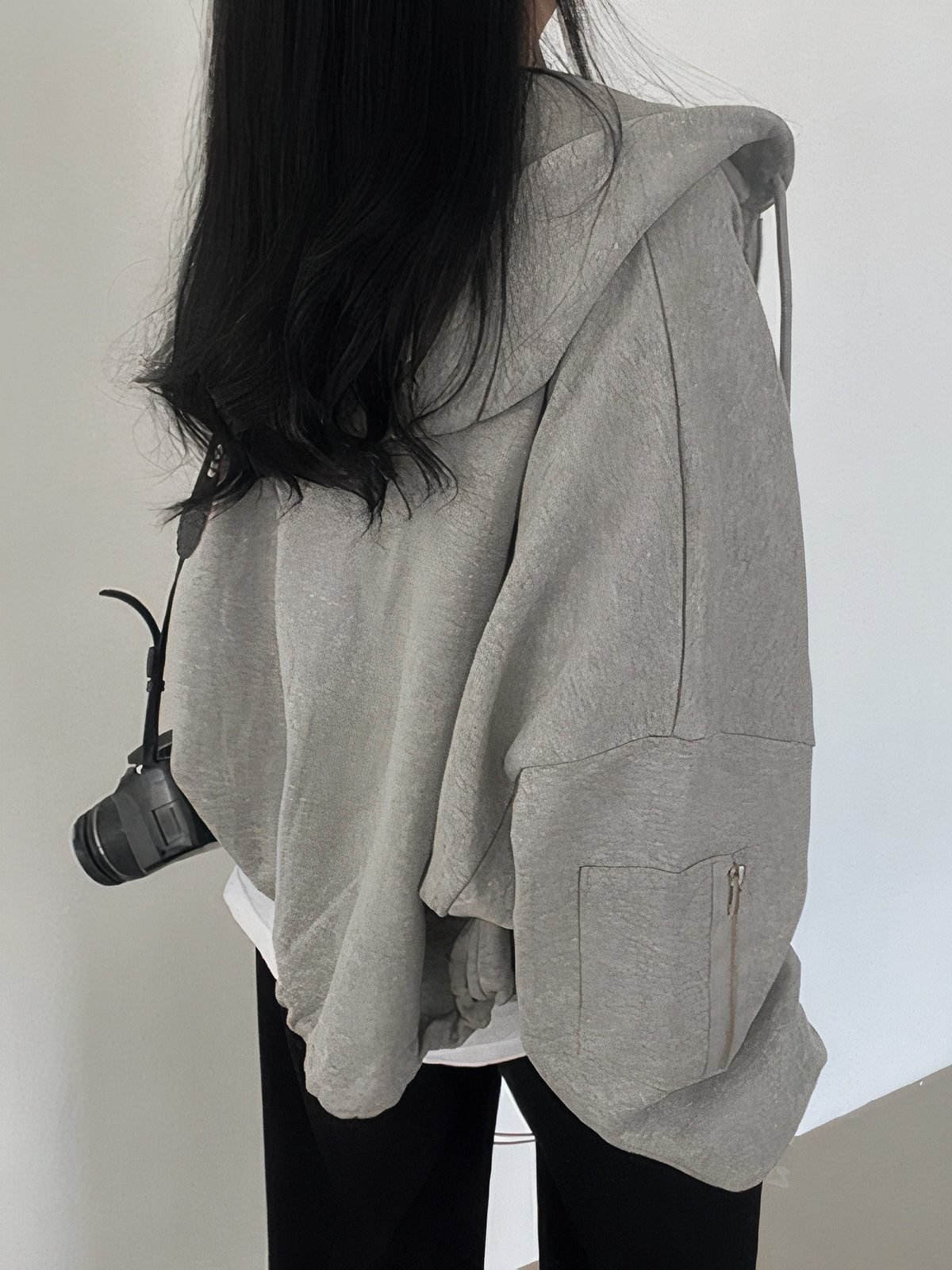 White Print Oversize Hoodie