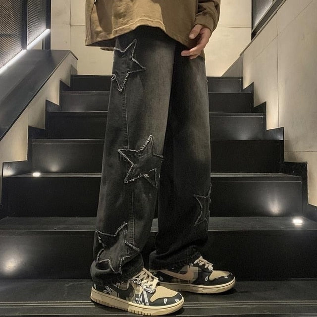 Star Embroidery Baggy Jeans