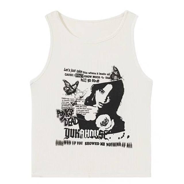 Grunge Print Sleeveless Top