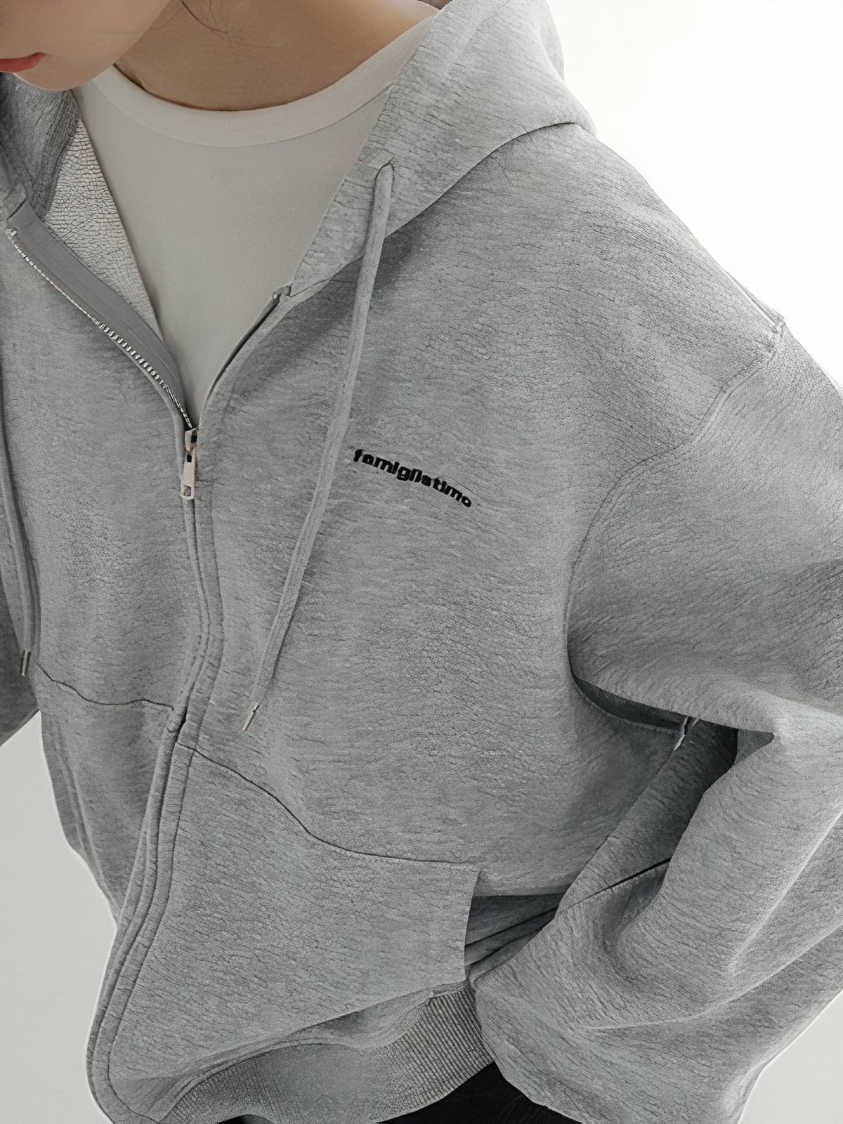 Letter Print Zip Up Hoodie