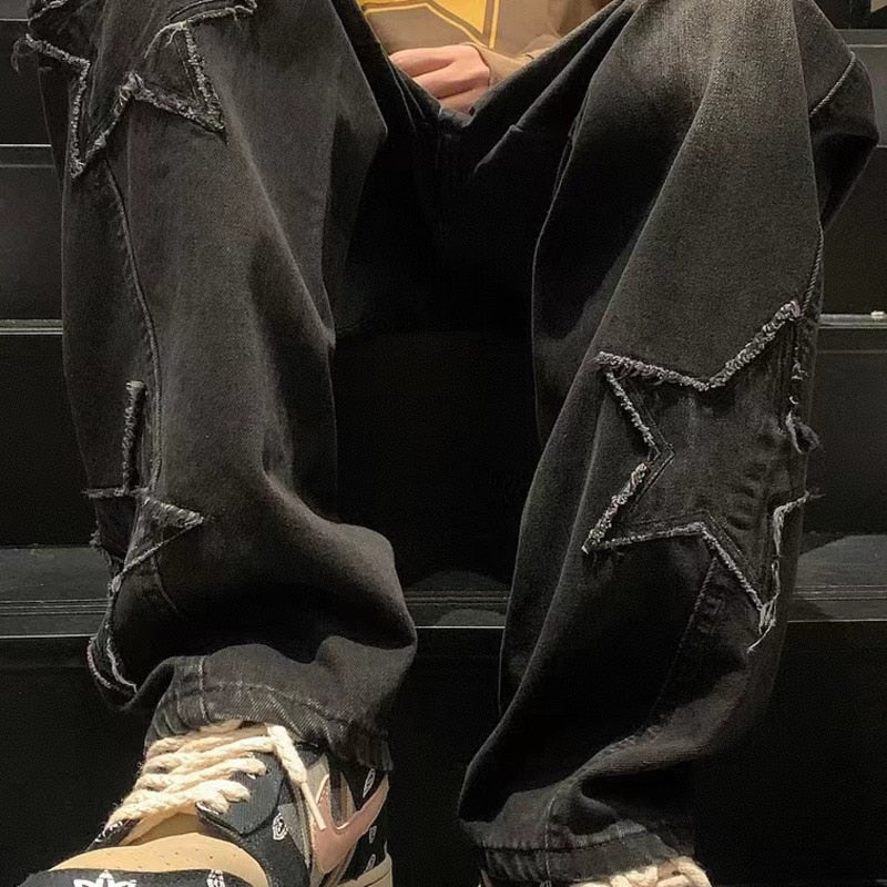 Star Embroidery Baggy Jeans