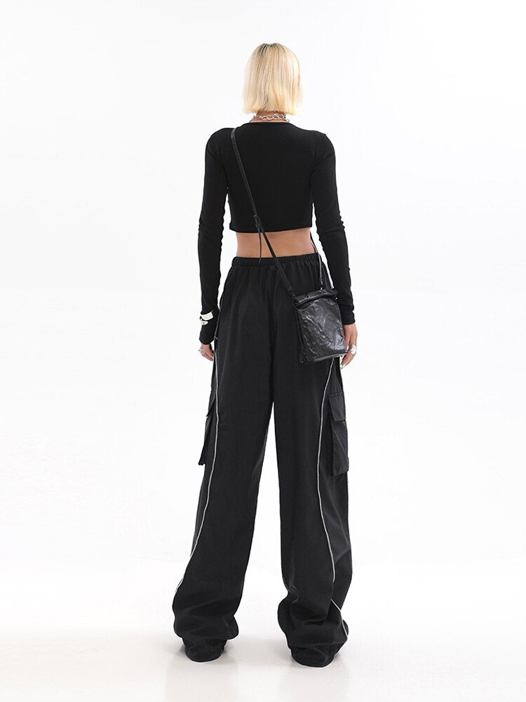 Oversize Black Techwear Cargos