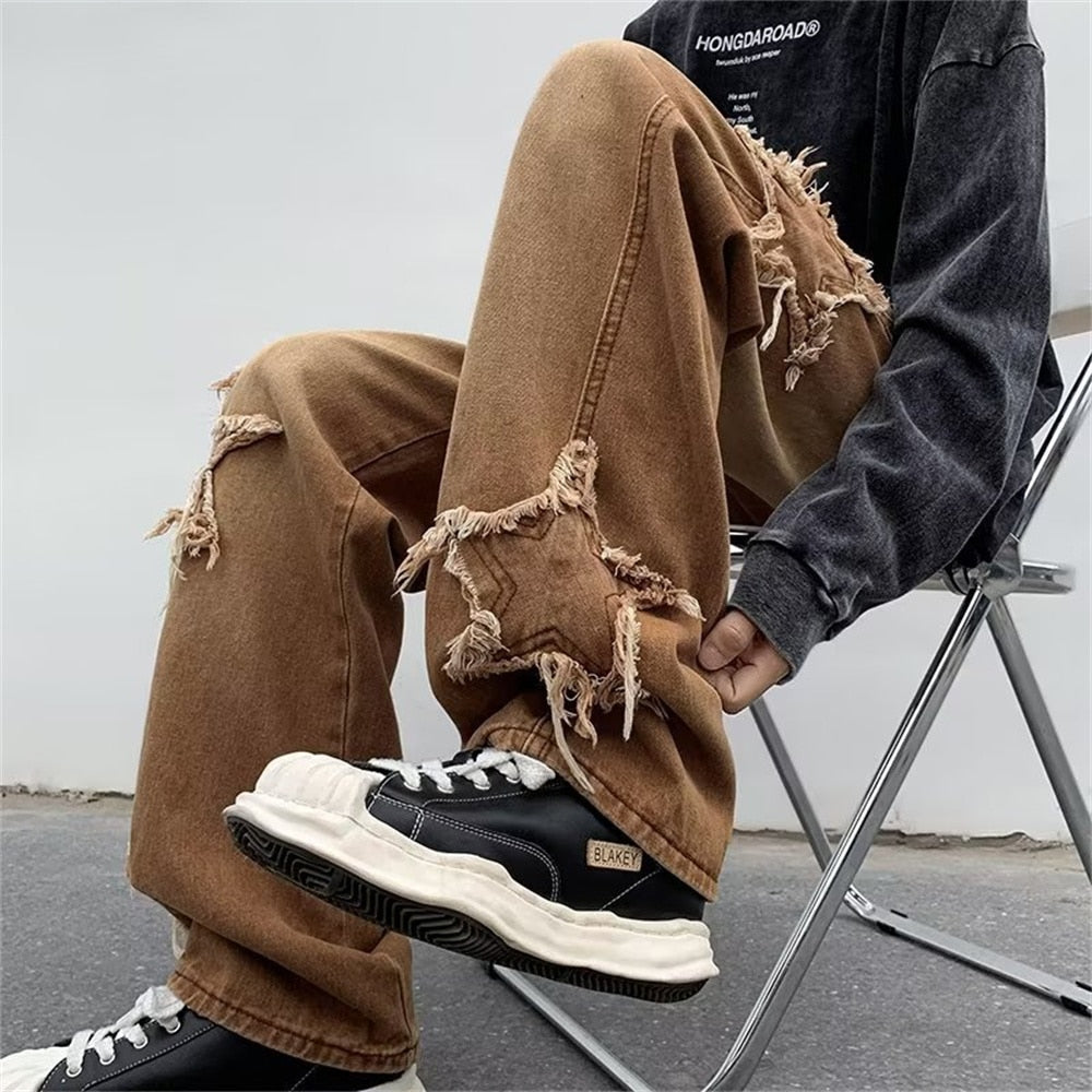 Embroidery Baggy Star Jeans