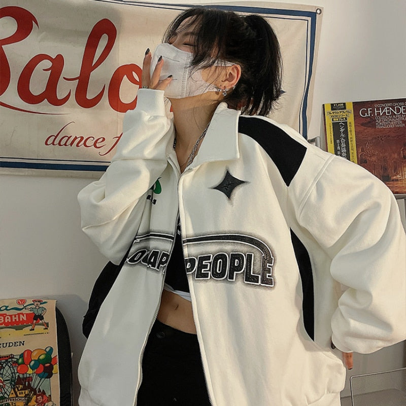 Letter Print Zipper Sweater