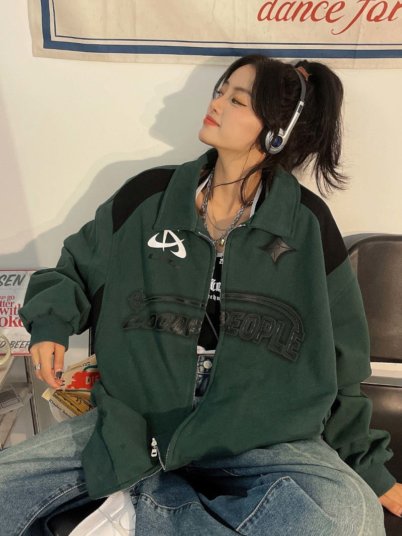 Letter Print Zipper Sweater