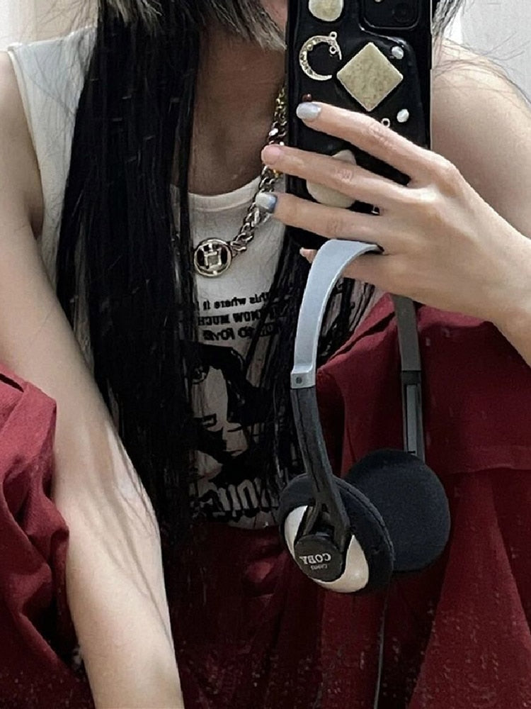 Grunge Print Sleeveless Top