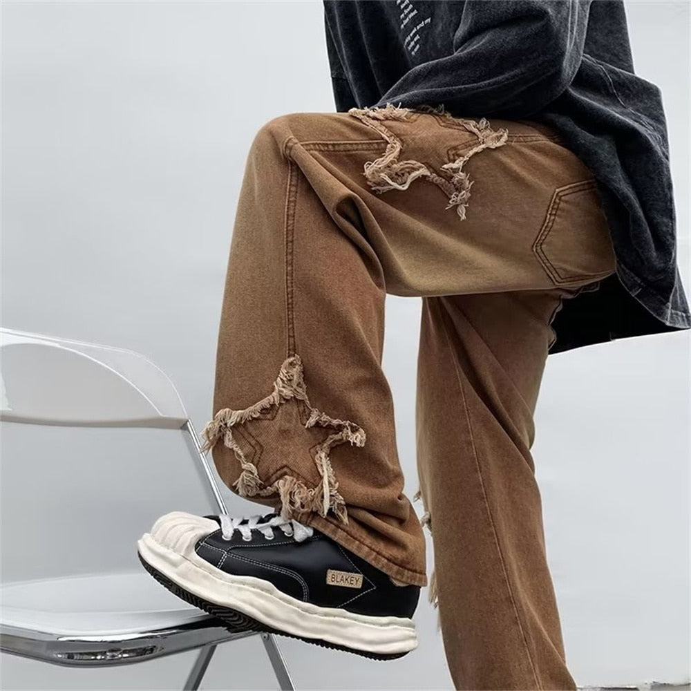 Embroidery Baggy Star Jeans