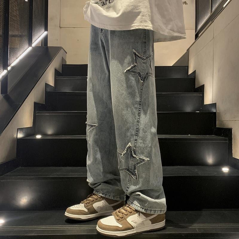 Star Embroidery Baggy Jeans