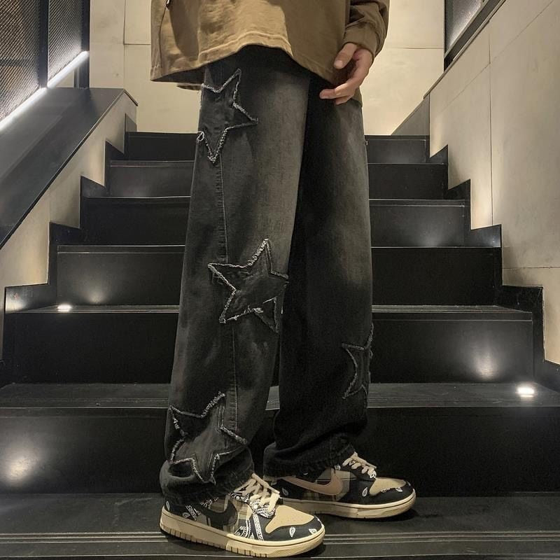Star Embroidery Baggy Jeans