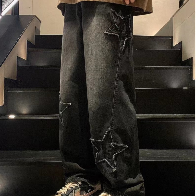 Star Embroidery Baggy Jeans