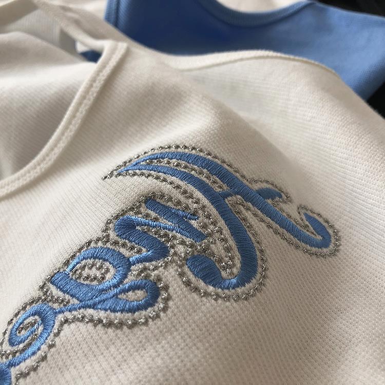 Embroided High Waist Crop Top