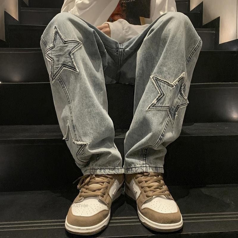 Star Embroidery Baggy Jeans
