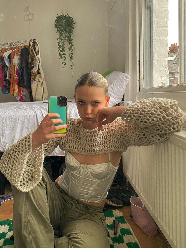 Hollow Out Knit Pullover